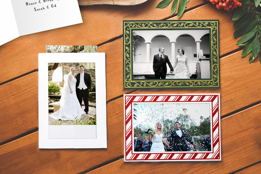 A pocket style photo insert card makes it easy to remove the picture and frame it long after the holiday season is over.