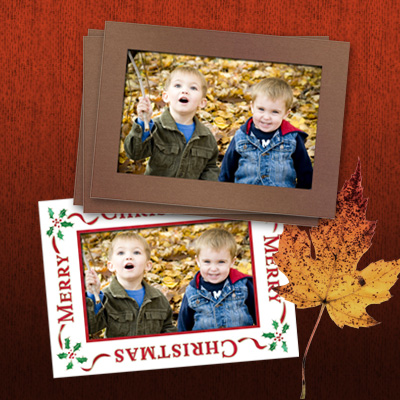 Thanksgiving photos used as Christmas photo cards