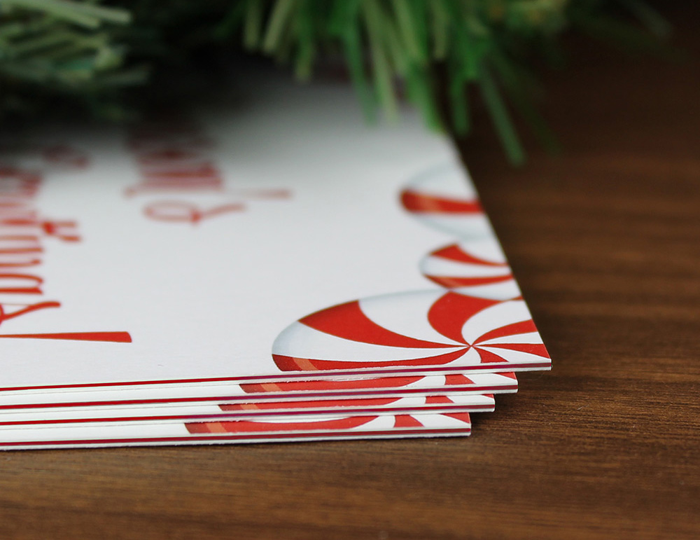 Thick Christmas cards with red center core