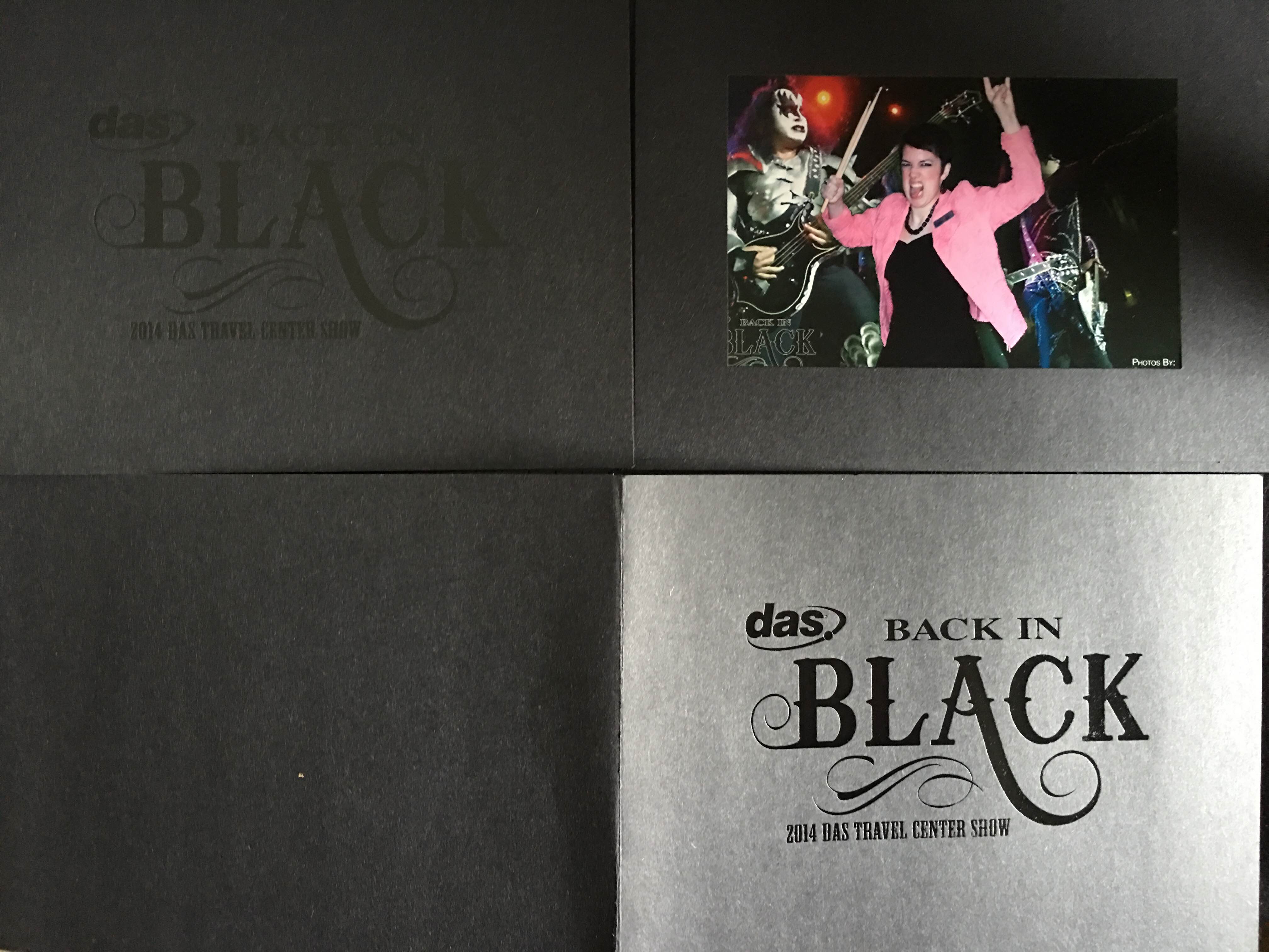 Black photo event folder with black foil imprint