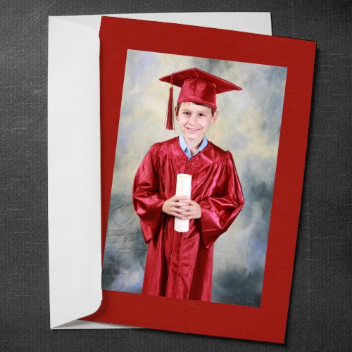 Red photo insert card graduation announcement