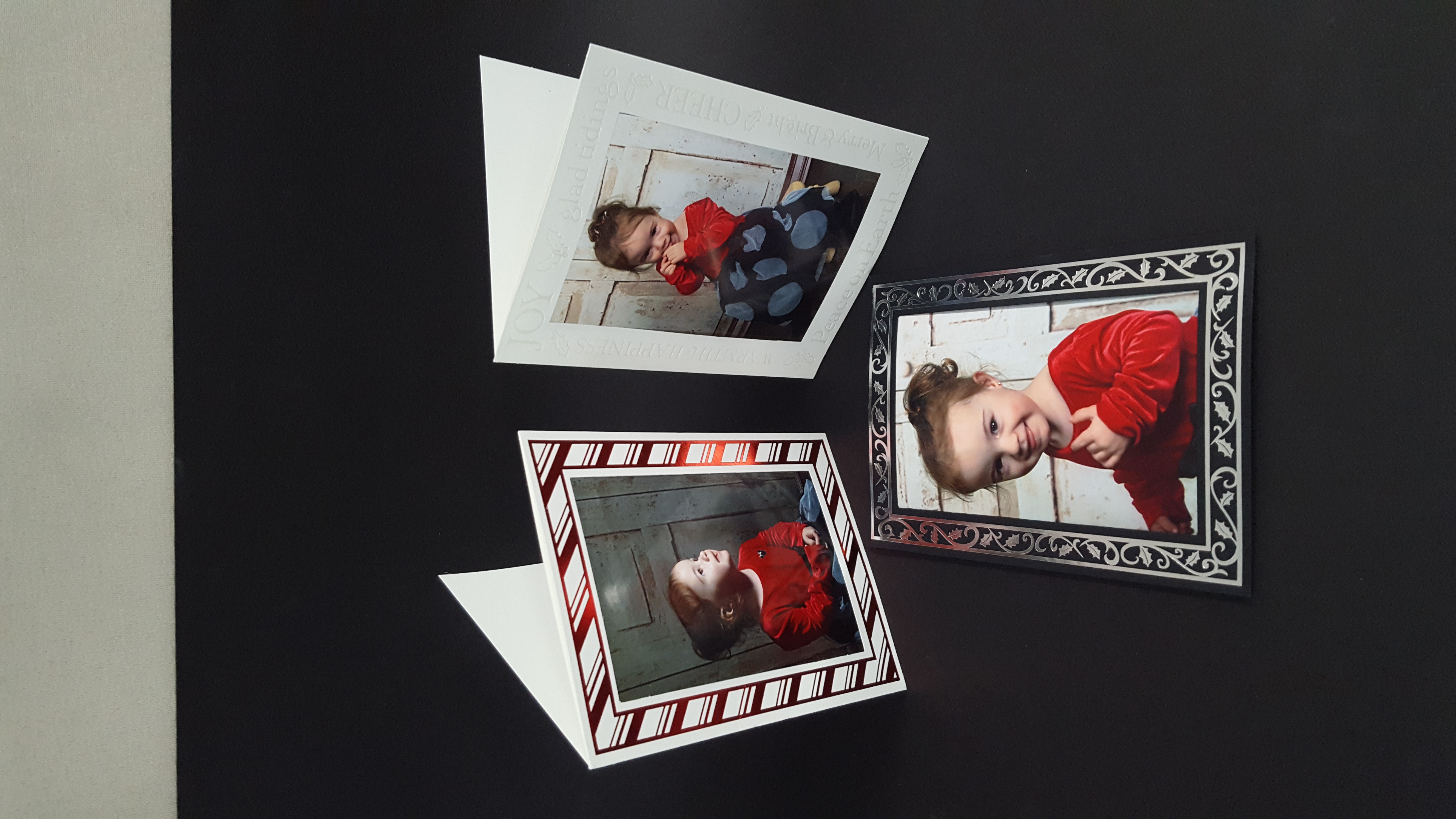 Three photo insert Christmas cards