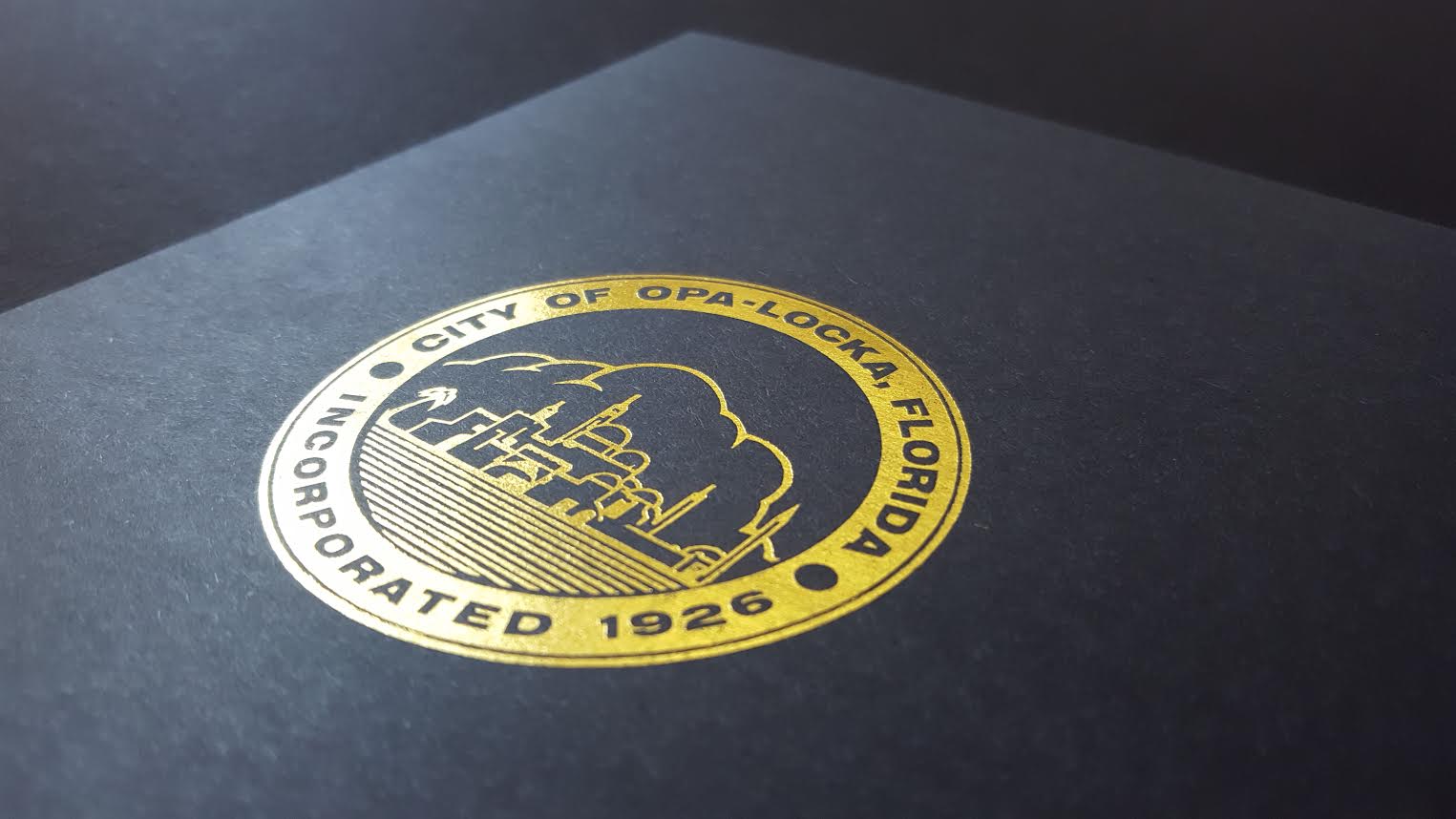 Gold foil stamped logo imprint details