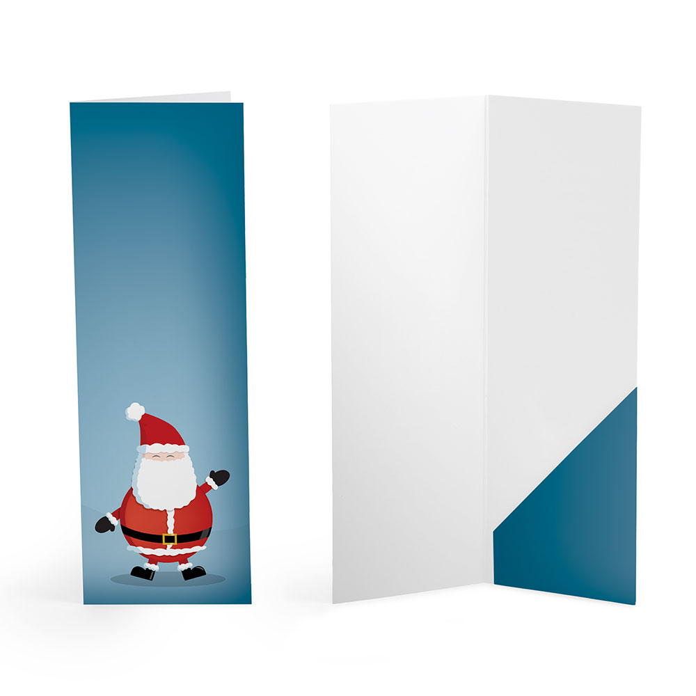 Pocket-style photo booth folder with happy Santa design