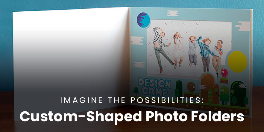 Custom-shaped photo folder for a kids design camp