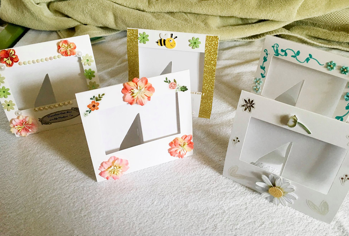 DIY Fuji Instax paper frames with scrapbook add-ons