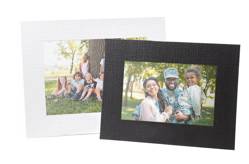 White and black horizontal blank paper frames with subtle textured finish
